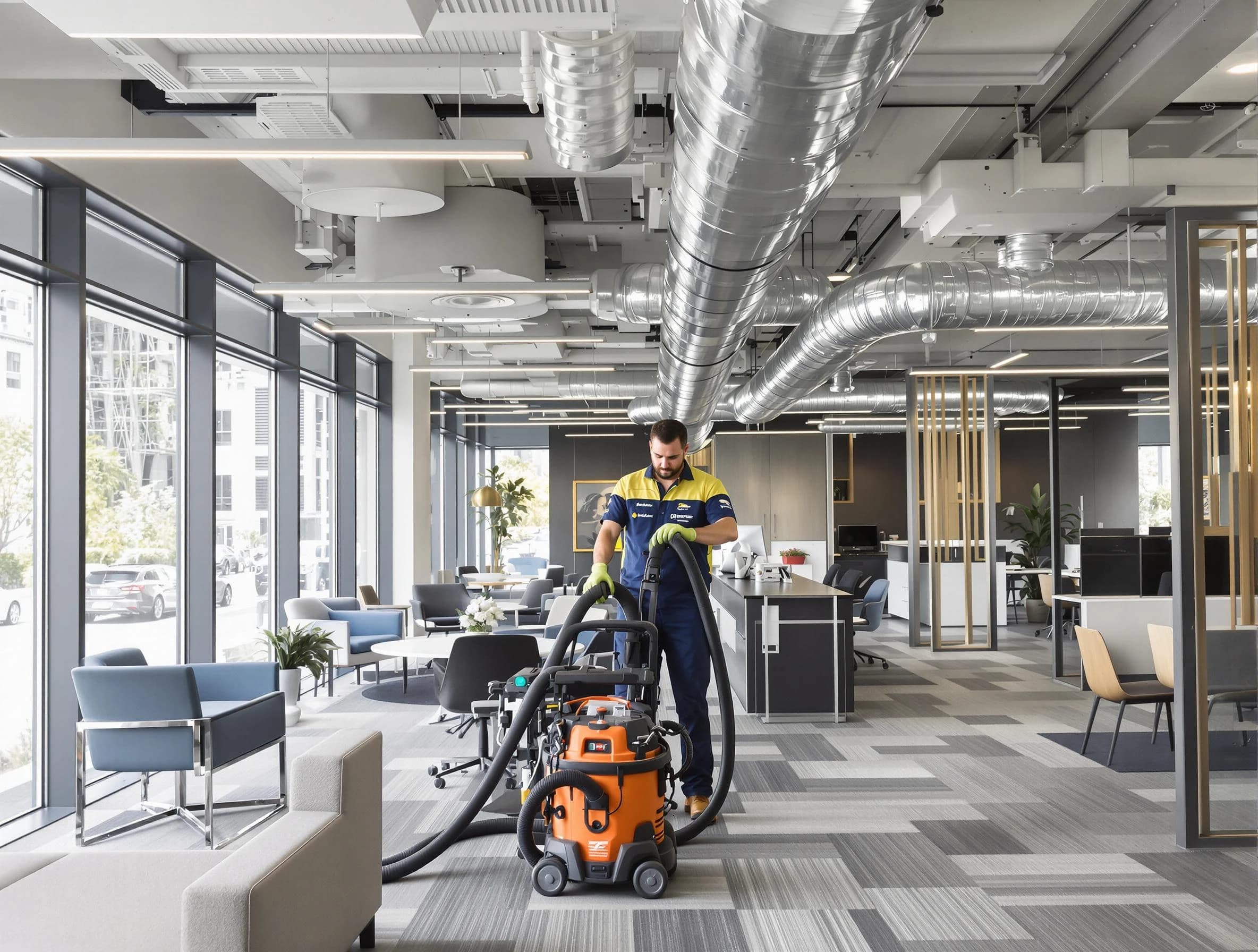 Mead Air Duct Cleaning team performing thorough commercial duct cleaning at a Mead business center