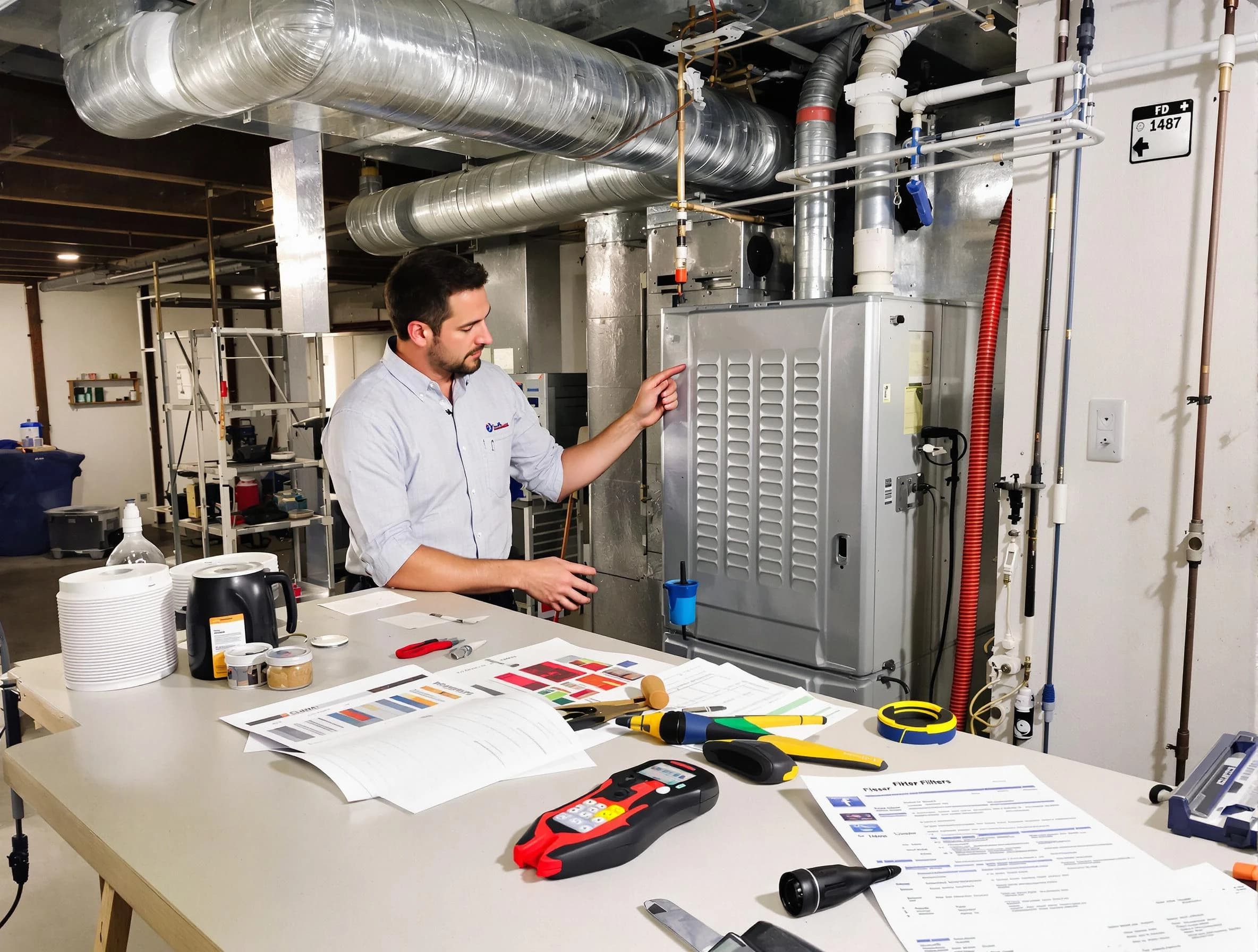 Mead Air Duct Cleaning inspector conducting detailed filter system evaluation using professional diagnostic tools in Mead