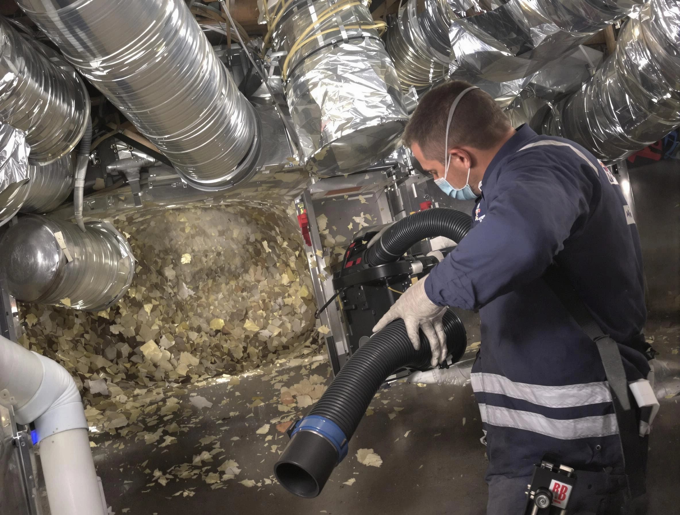 Mead Air Duct Cleaning specialist operating negative pressure cleaning equipment for thorough duct maintenance in Mead