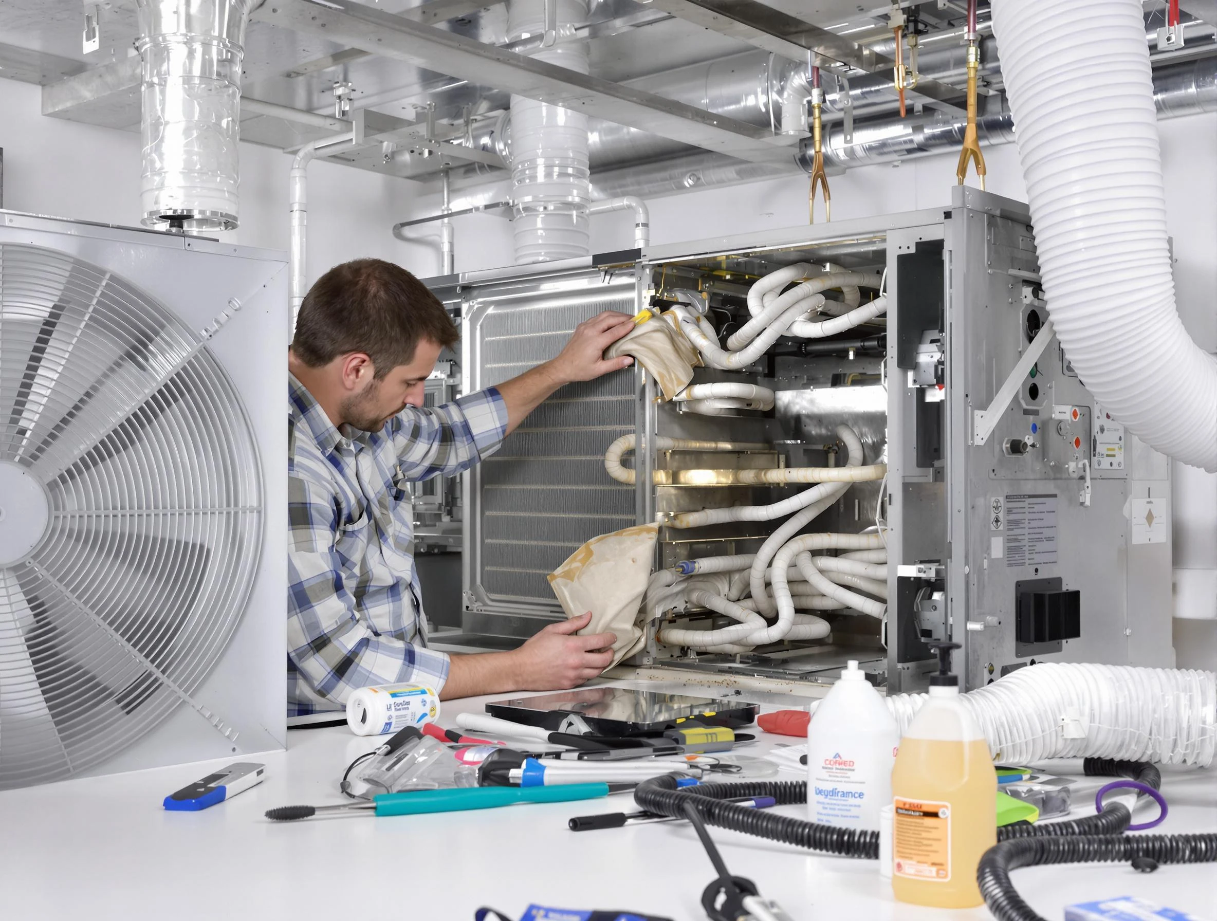 Mead Air Duct Cleaning specialist performing precision AC coil cleaning in Mead